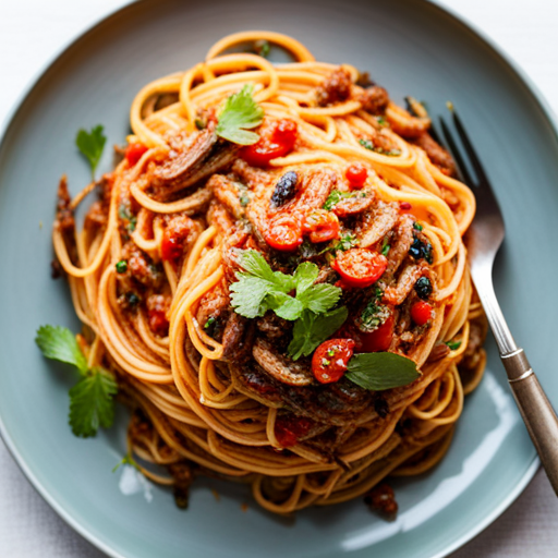 Chef Luciano's Crispy Cricket Spaghetti with Creamy Tomato Sauce